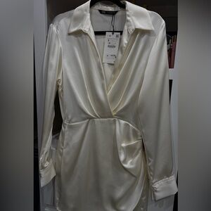 Zara Cream Satin Dress
